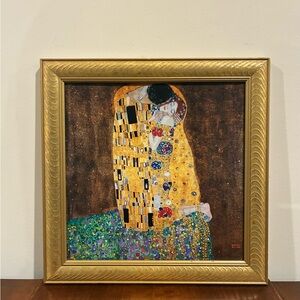 Gustav Klimt The Kiss Gold Framed Print 14x14 Art Nouveau Lovers Wall Art